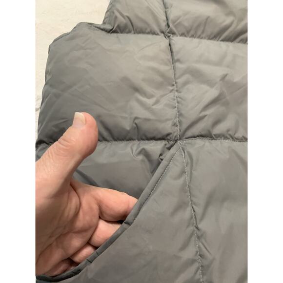 Lands End Puffer Vest Men’s Sz Large Gray 70% Down 30% Feathers Snap Puffy Golf - Picture 9 of 9